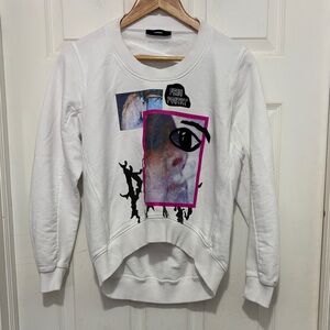 Diesel White Graphic Free Poetry Crewneck Sweatshirt